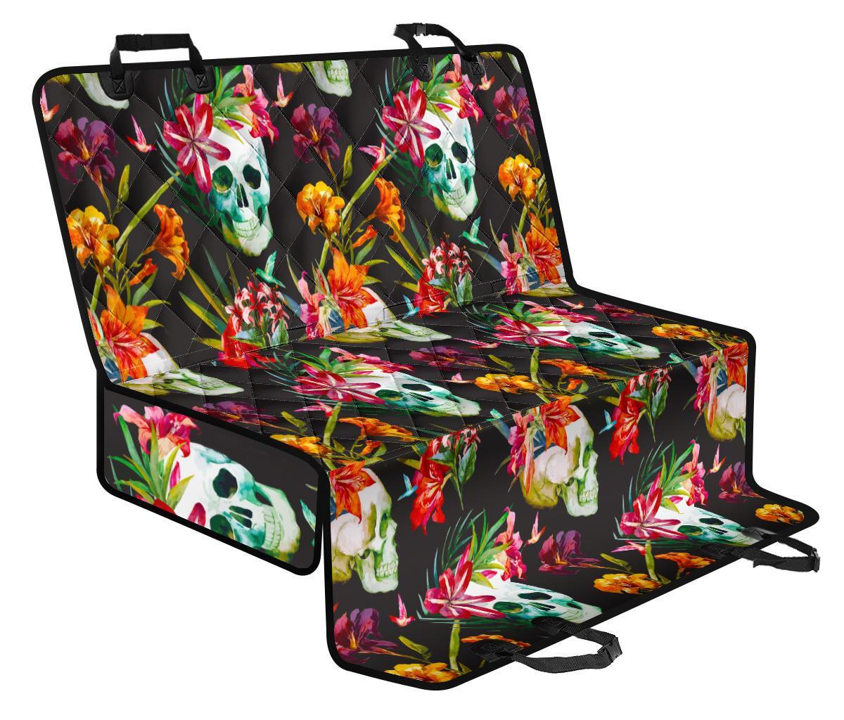 Blossom Flowers Skull Pattern Print Pet Car Back Seat Cover - 54595241886e Blossom Flowers Skull Pattern Print Pet Car Back Seat Cover - 54595241886e