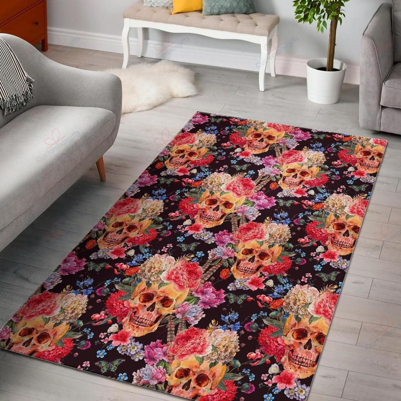 Blossom Peony Skull Pattern Rug Sport Decor Gift Floor Decor Living Room Carpet Rug Area Rug - 33de34b5f0b8 Blossom Peony Skull Pattern Rug Sport Decor Gift Floor Decor Living Room Carpet Rug Area Rug - 33de34b5f0b8