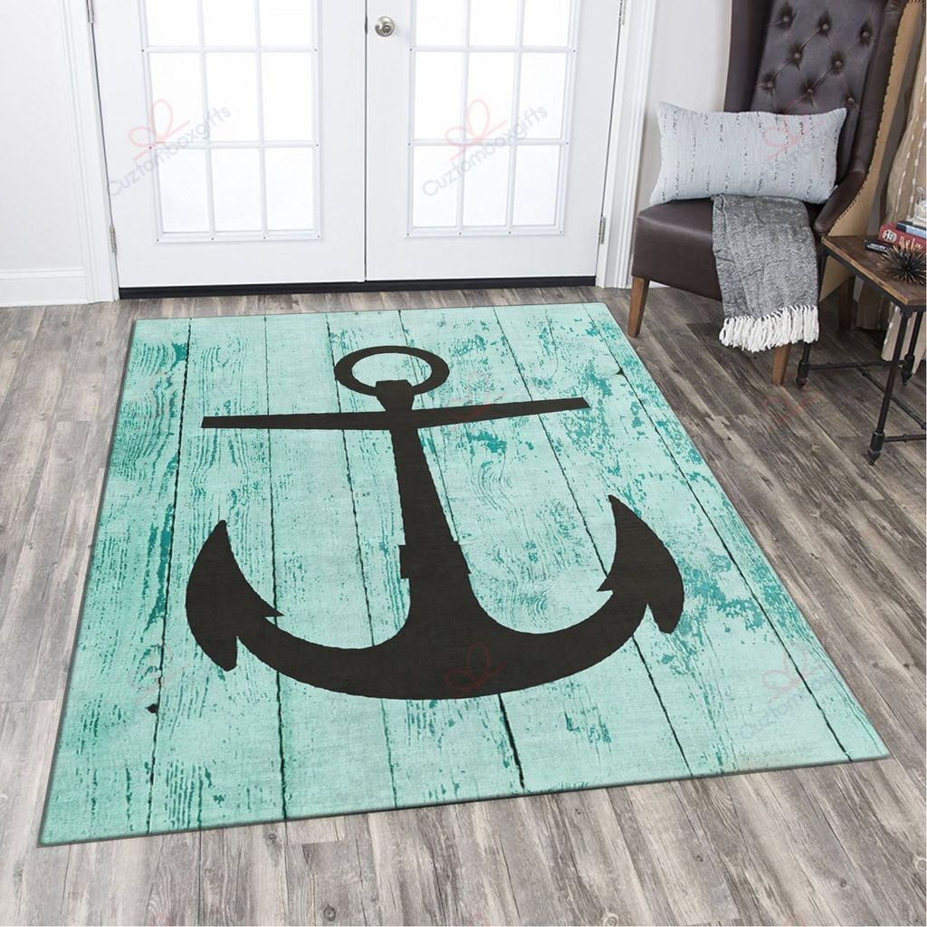 Blue And Black Anchor Rug Sport Decor Gift Floor Decor Living Room Carpet Rug Area Rug - a867e6c4e595 Blue And Black Anchor Rug Sport Decor Gift Floor Decor Living Room Carpet Rug Area Rug - a867e6c4e595