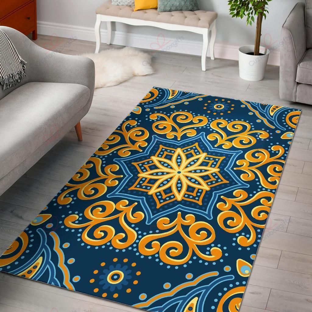 Blue And Gold Bohemian Mandala Rug Sport Decor Gift Floor Decor Living Room Carpet Rug Area Rug - 6543e956f872 Blue And Gold Bohemian Mandala Rug Sport Decor Gift Floor Decor Living Room Carpet Rug Area Rug - 6543e956f872