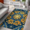 Blue And Gold Bohemian Mandala Rug Sport Decor Gift Floor Decor Living Room Carpet Rug Area Rug - 25ecca58818b