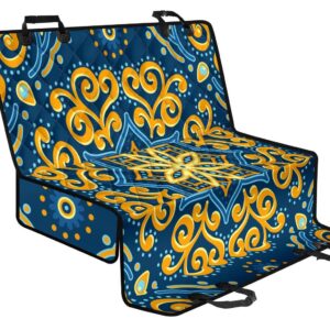 Blue And Gold Bohemian Mandala Print Pet Car Back Seat Cover - 0a1be42f8ead