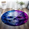 Blue And Purple Skull Round Carpet Floor Rug Living Room Bedroom Decor Round Area Rug Carpet
