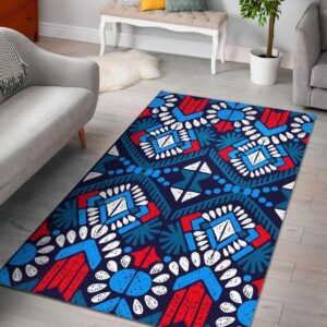 Blue And Red Aztec Pattern Rug Sport Decor Gift Floor Decor Living Room Carpet Rug Area Rug - a4312826233a