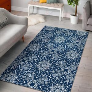 Blue And White Bohemian Mandala Rug Sport Decor Gift Floor Decor Living Room Carpet Rug Area Rug - 5b31a4e1c221