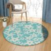 Blue And White Starfish Round Carpet Floor Rug Living Room Bedroom Decor Round Area Rug Carpet