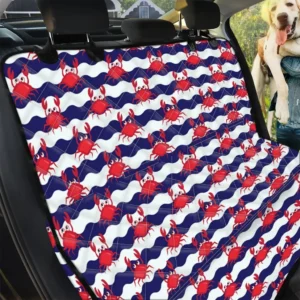 Blue And White Wave Crab Car Back Seat Cover Dog Car Seat Covers - b5c26f4d2484