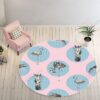 Blue Ball Sky Round Flamingo Round Carpet Floor Rug Living Room Bedroom Decor Round Area Rug Carpet