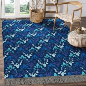 Blue Beautiful Deer Horn Rug Sport Decor Gift Floor Decor Living Room Carpet Rug Area Rug - 02afd6dbbaf7