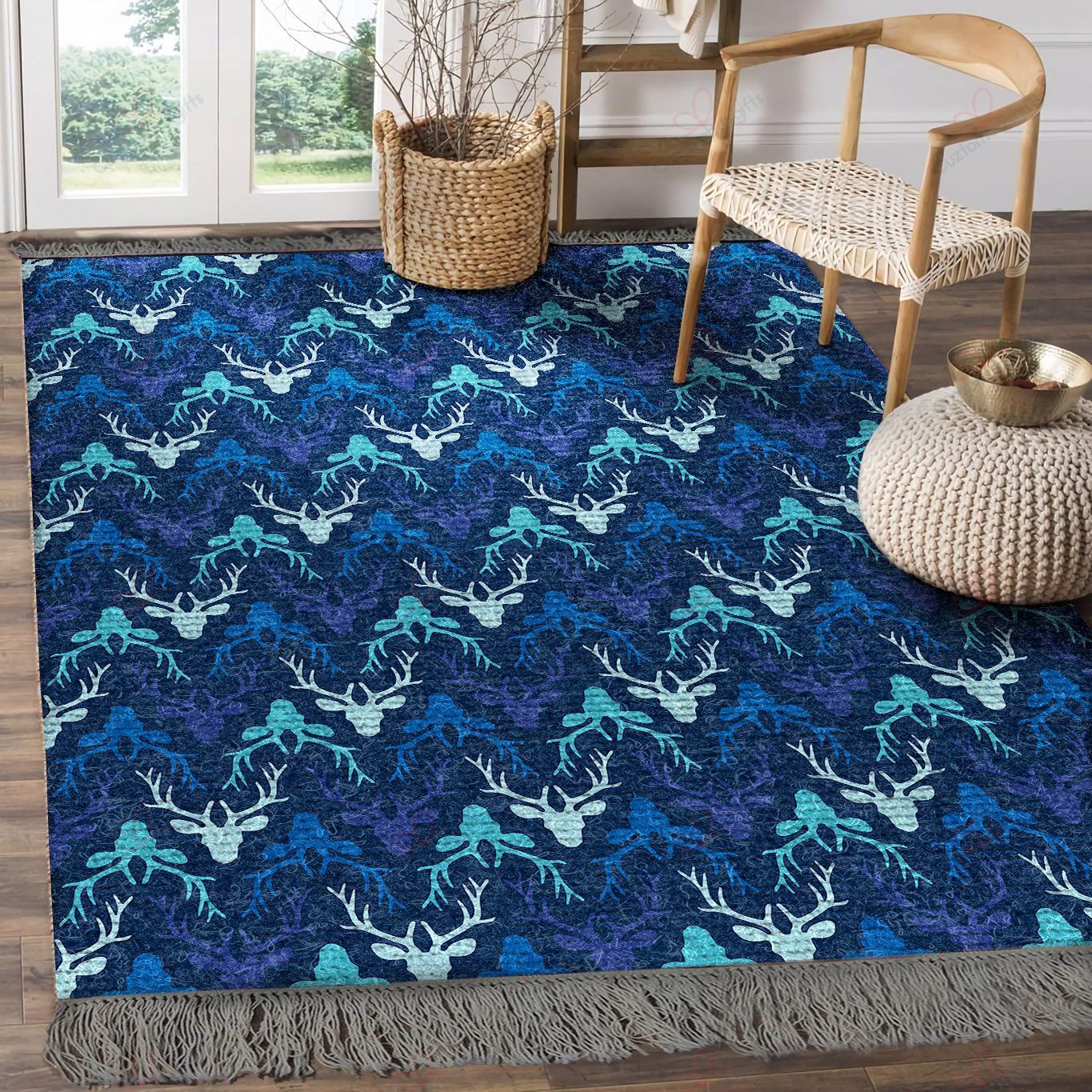 Blue Beautiful Deer Horn Rug Sport Decor Gift Floor Decor Living Room Carpet Rug Area Rug - 02afd6dbbaf7 Blue Beautiful Deer Horn Rug Sport Decor Gift Floor Decor Living Room Carpet Rug Area Rug - 02afd6dbbaf7