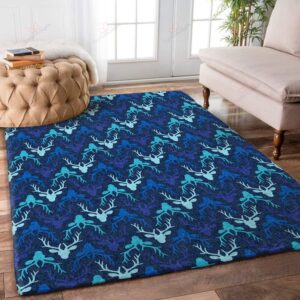 Blue Beautiful Deer Horn Rug Sport Decor Gift Floor Decor Living Room Carpet Rug Area Rug - c255b18ea873