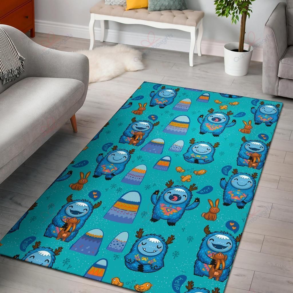 Blue Bigfoot Pattern Rug Sport Decor Gift Floor Decor Living Room Carpet Rug Area Rug - 4ca4fb0fa3fa Blue Bigfoot Pattern Rug Sport Decor Gift Floor Decor Living Room Carpet Rug Area Rug - 4ca4fb0fa3fa