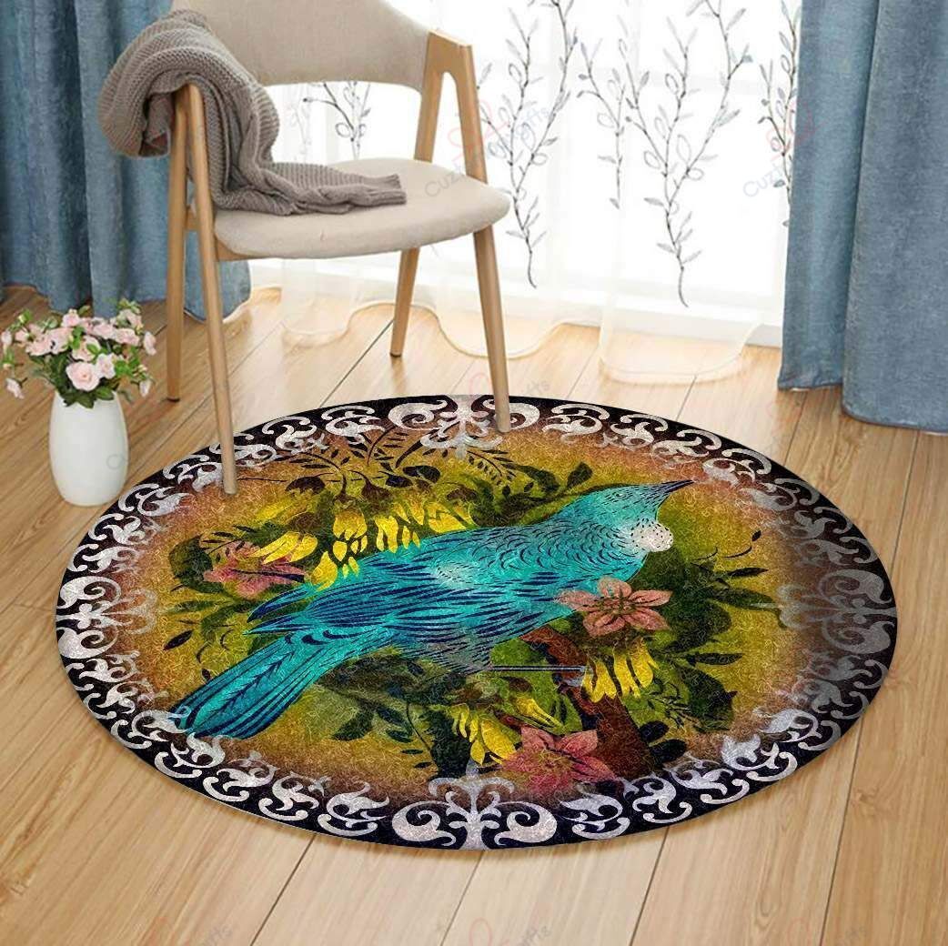 Blue Bird Flowers Round Carpet Floor Rug Living Room Bedroom Decor Round Area Rug Carpet Blue Bird Flowers Round Carpet Floor Rug Living Room Bedroom Decor Round Area Rug Carpet