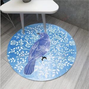 Blue Bird Round Carpet Floor Rug Living Room Bedroom Decor Round Area Rug Carpet