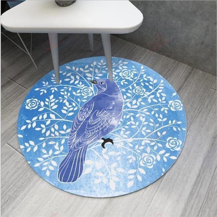 Blue Bird Round Carpet Floor Rug Living Room Bedroom Decor Round Area Rug Carpet Blue Bird Round Carpet Floor Rug Living Room Bedroom Decor Round Area Rug Carpet