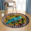 Blue Bird Round Carpet Floor Rug Living Room Bedroom Decor Round Area Rug Carpet