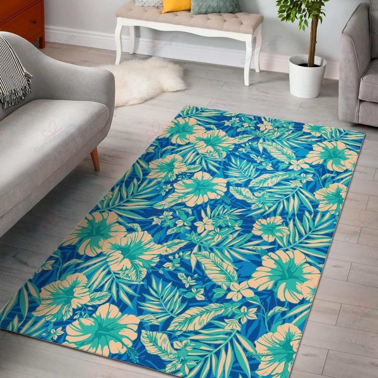 Blue Blossom Tropical Pattern Rug Sport Decor Gift Floor Decor Living Room Carpet Rug Area Rug - 301024cb02c0 Blue Blossom Tropical Pattern Rug Sport Decor Gift Floor Decor Living Room Carpet Rug Area Rug - 301024cb02c0