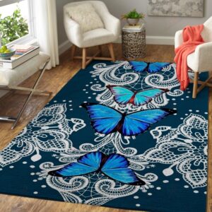 Blue Butterflies Detailed Rug Sport Decor Gift Floor Decor Living Room Carpet Rug Area Rug - 59fe1a4273e4
