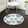 Blue Butterfly 1 Round Carpet Floor Rug Living Room Bedroom Decor Round Area Rug Carpet