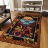 Blue Butterfly And Red Flowers Brown Rug Sport Decor Gift Floor Decor Living Room Carpet Rug Area Rug - 8e50654249e3