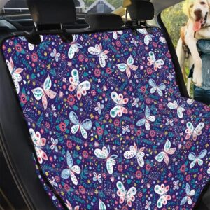 Blue Butterfly Floral Pattern Car Back Seat Cover Dog Car Seat Covers - c95b57554a09