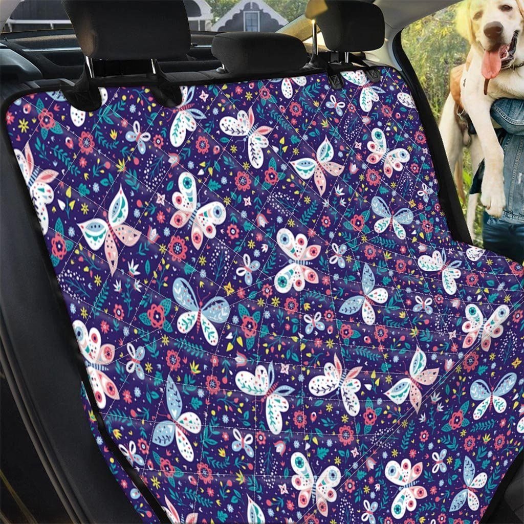 Blue Butterfly Floral Pattern Car Back Seat Cover Dog Car Seat Covers - c95b57554a09 Blue Butterfly Floral Pattern Car Back Seat Cover Dog Car Seat Covers - c95b57554a09