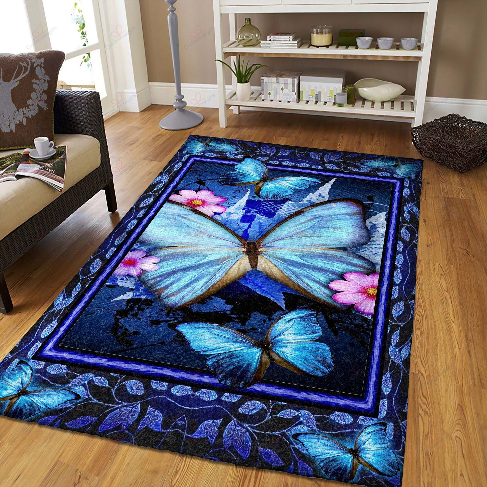 Blue Butterfly Rug Sport Decor Gift Floor Decor Living Room Carpet Rug Area Rug - 43c0ca4174e1 Blue Butterfly Rug Sport Decor Gift Floor Decor Living Room Carpet Rug Area Rug - 43c0ca4174e1