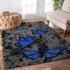 Blue Butterfly Rug Sport Decor Gift Floor Decor Living Room Carpet Rug Area Rug - 3b849bece0b0