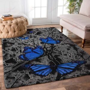 Blue Butterfly Rug Sport Decor Gift Floor Decor Living Room Carpet Rug Area Rug - 3b849bece0b0