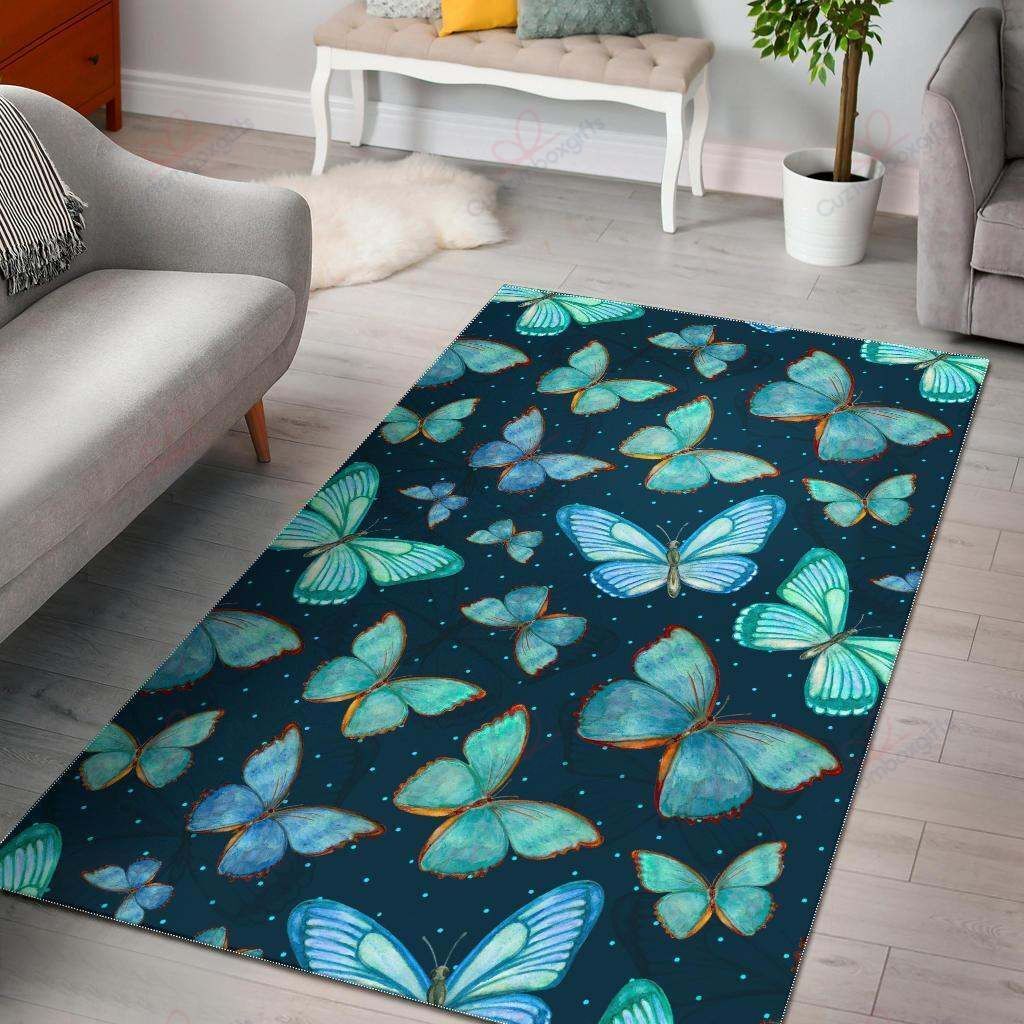 Blue Butterfly Rug Sport Decor Gift Floor Decor Living Room Carpet Rug Area Rug - 46181f54a9b5 Blue Butterfly Rug Sport Decor Gift Floor Decor Living Room Carpet Rug Area Rug - 46181f54a9b5