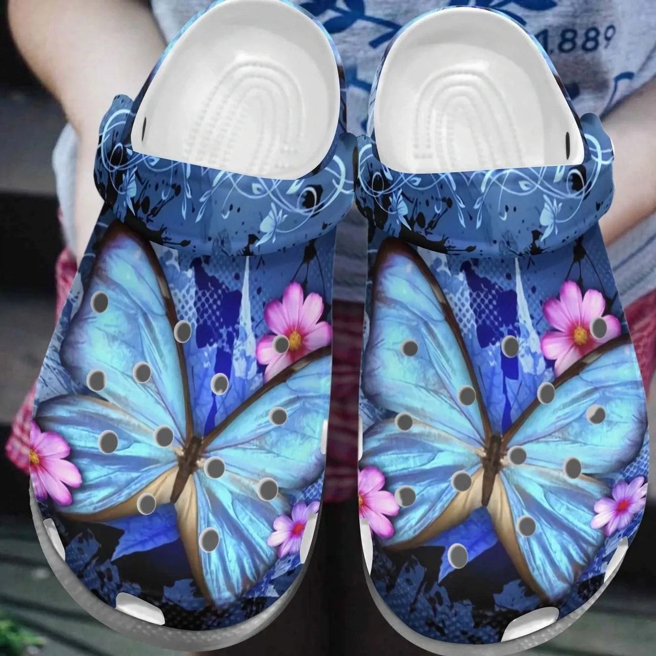 Blue Butterfly Personalized Clog Custom Crocs Comfortablefashion Style Comfortable For Women Men Kid Print 3D 3D Blue Butterfly Personalized Clog Custom Crocs Comfortablefashion Style Comfortable For Women Men Kid Print 3D 3D