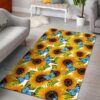 Blue Butterfly Sunflower Pattern Rug Sport Decor Gift Floor Decor Living Room Carpet Rug Area Rug - fed43e6da80b