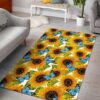 Blue Butterfly Sunflower Pattern Rug Sport Decor Gift Floor Decor Living Room Carpet Rug Area Rug - e6d5b728731b