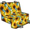 Blue Butterfly Sunflower Pattern Print Pet Car Back Seat Cover - 28681df0285b