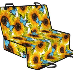 Blue Butterfly Sunflower Pattern Print Pet Car Back Seat Cover - 28681df0285b