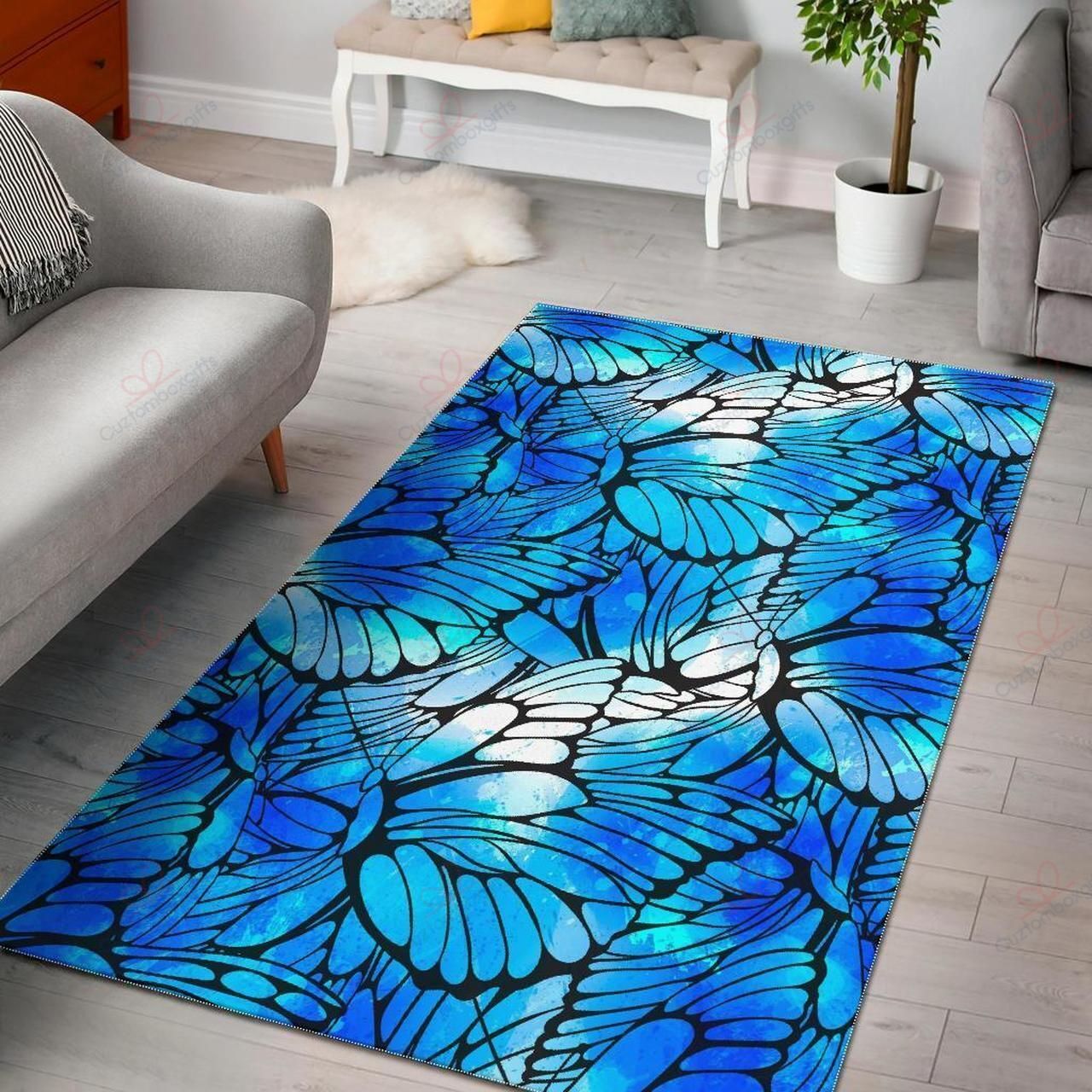 Blue Butterfly Wings Pattern Rug Sport Decor Gift Floor Decor Living Room Carpet Rug Area Rug - 60f94b03e28e Blue Butterfly Wings Pattern Rug Sport Decor Gift Floor Decor Living Room Carpet Rug Area Rug - 60f94b03e28e