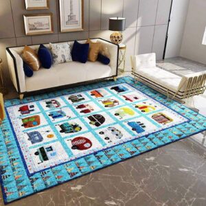 Blue Camping Rug Sport Decor Gift Floor Decor Living Room Carpet Rug Area Rug - be2af00cf851