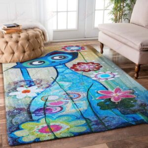 Blue Cat Rug Sport Decor Gift Floor Decor Living Room Carpet Rug Area Rug - 7d31d57fa8bb