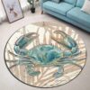 Blue Crab Round Carpet Floor Rug Living Room Bedroom Decor Round Area Rug Carpet