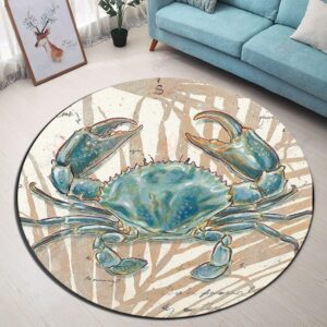Blue Crab Round Carpet Floor Rug Living Room Bedroom Decor Round Area Rug Carpet