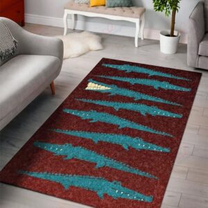 Blue Crocodile Rug Sport Decor Gift Floor Decor Living Room Carpet Rug Area Rug - 07b8c55cde4b