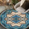 Blue Cross Southwest Native American Pride Round Carpet Floor Rug Living Room Bedroom Decor Round Area Rug Carpet
