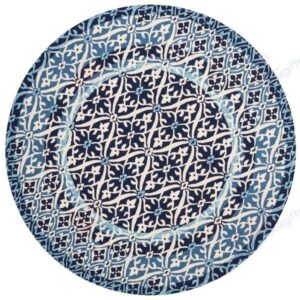 Blue Damask Round Carpet Floor Rug Living Room Bedroom Decor Round Area Rug Carpet