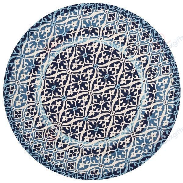 Blue Damask Round Carpet Floor Rug Living Room Bedroom Decor Round Area Rug Carpet Blue Damask Round Carpet Floor Rug Living Room Bedroom Decor Round Area Rug Carpet