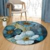 Blue Denim Garden Round Carpet Floor Rug Living Room Bedroom Decor Round Area Rug Carpet
