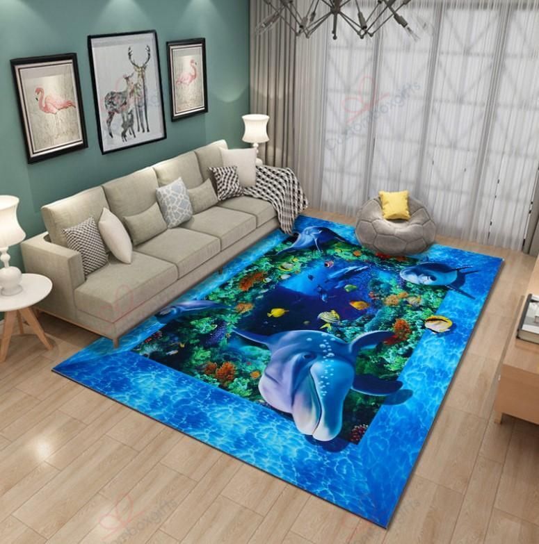 Blue Dolphin Rug Sport Decor Gift Floor Decor Living Room Carpet Rug Area Rug - 22efa46ecd1b Blue Dolphin Rug Sport Decor Gift Floor Decor Living Room Carpet Rug Area Rug - 22efa46ecd1b