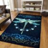 Blue Dragonfly And Flower Rug Sport Decor Gift Floor Decor Living Room Carpet Rug Area Rug - ed0df465a1ad