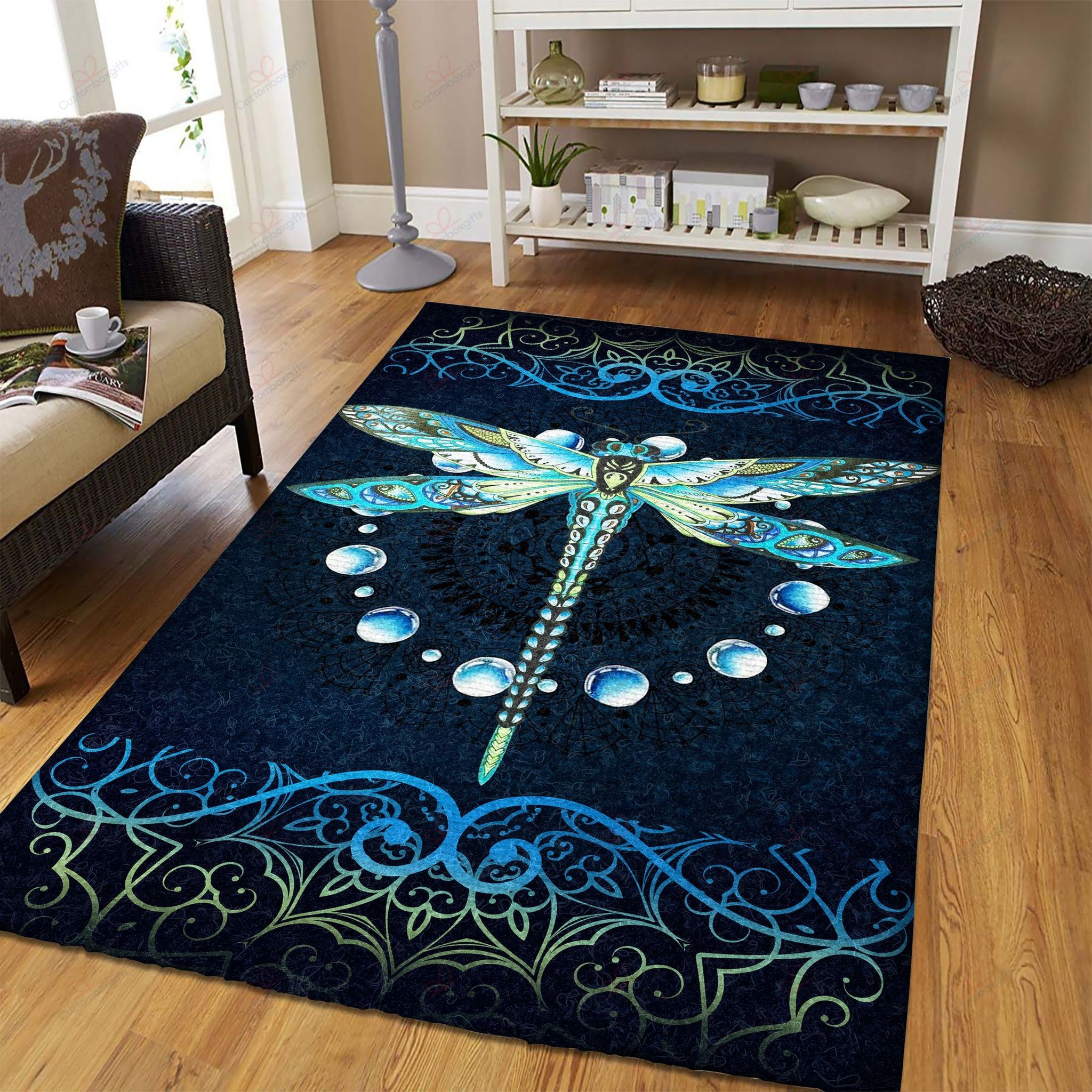 Blue Dragonfly And Flower Rug Sport Decor Gift Floor Decor Living Room Carpet Rug Area Rug - ed0df465a1ad Blue Dragonfly And Flower Rug Sport Decor Gift Floor Decor Living Room Carpet Rug Area Rug - ed0df465a1ad
