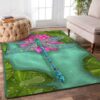 Blue Dragonfly And Pink Lotus Rug Sport Decor Gift Floor Decor Living Room Carpet Rug Area Rug - 5f3c7ec0adb8