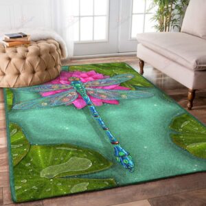 Blue Dragonfly And Pink Lotus Rug Sport Decor Gift Floor Decor Living Room Carpet Rug Area Rug - 5f3c7ec0adb8